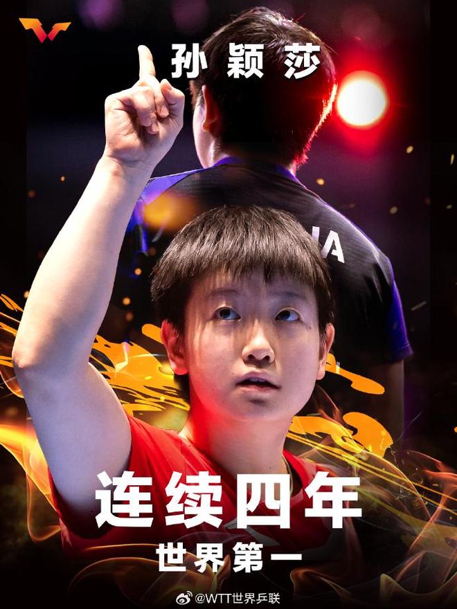 孙颖莎连续四年稳居女单世界第一 | 中国区|mk体育|股份有限公司
